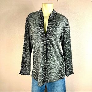 Chico’s Travelers Silver Knit Jacket